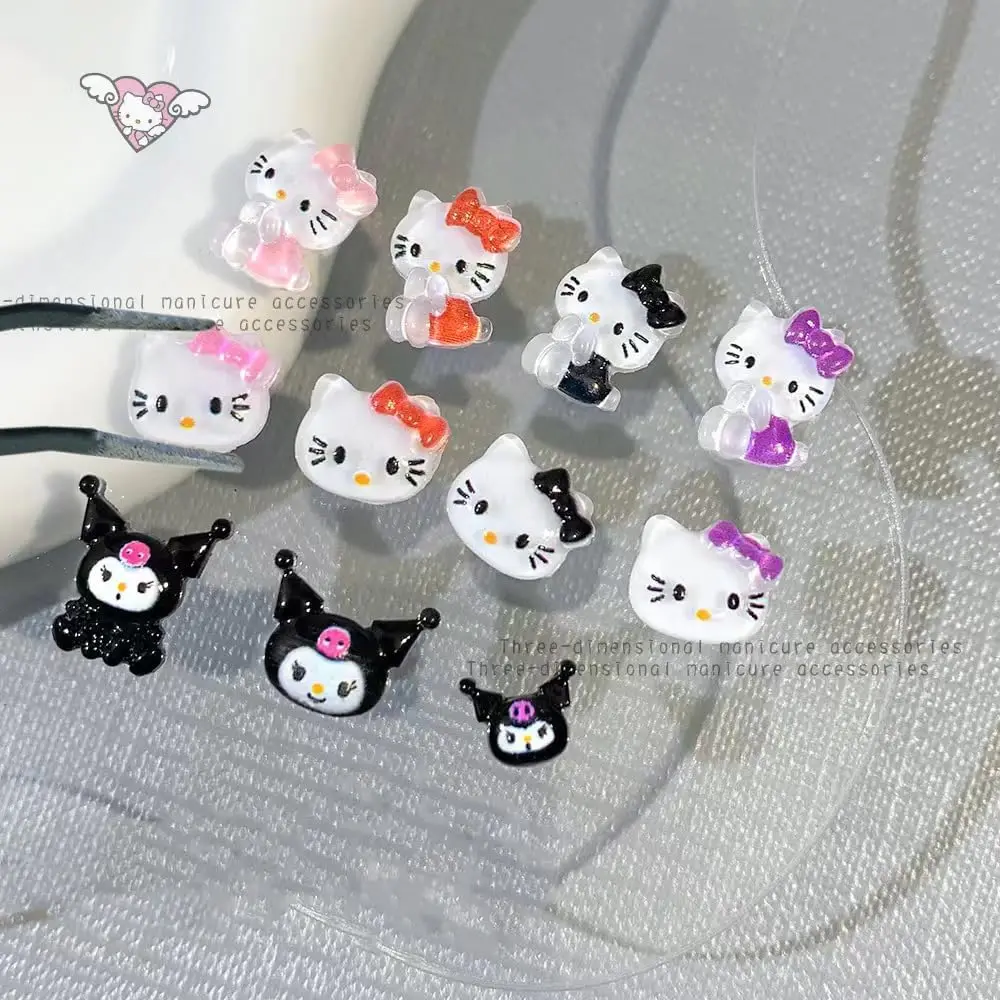 3d Kitty Katze Nail Art Charms, 3d Cartoon Kawaii Tempelle Einhörner Nagel dekorationen, Harz Nägel Schleim, Regenbogen Hourse