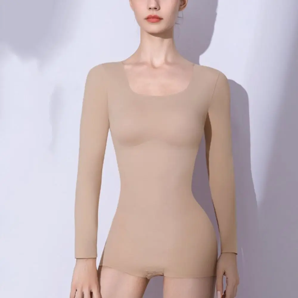 

U-neck Bodysuits Shapewear Slim Fit Butt Lifting Yoga Jumpsuit Tummy Control Long Sleeve Slimmer Body Shapers Summer