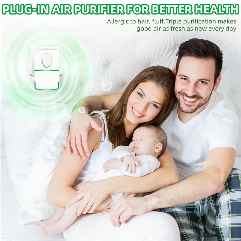 AEE4-6Pack Air Purifier Plug In,Negative Air Ionizer For Home Use,Mini Filterless Mobile Air Cleaner With Green Light
