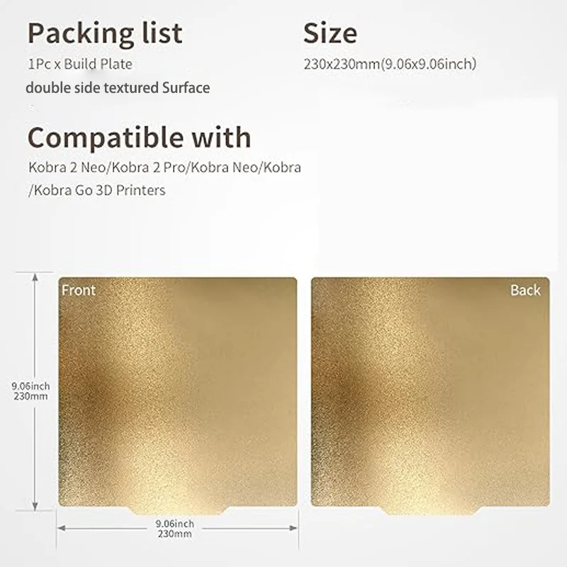 

ENERGETIC Kobra 2 pro PEI лист 230x230 мм двухсторонняя гибкая текстурированная магнитная пластина PEI для артиллерийского 3D-принтера Genius