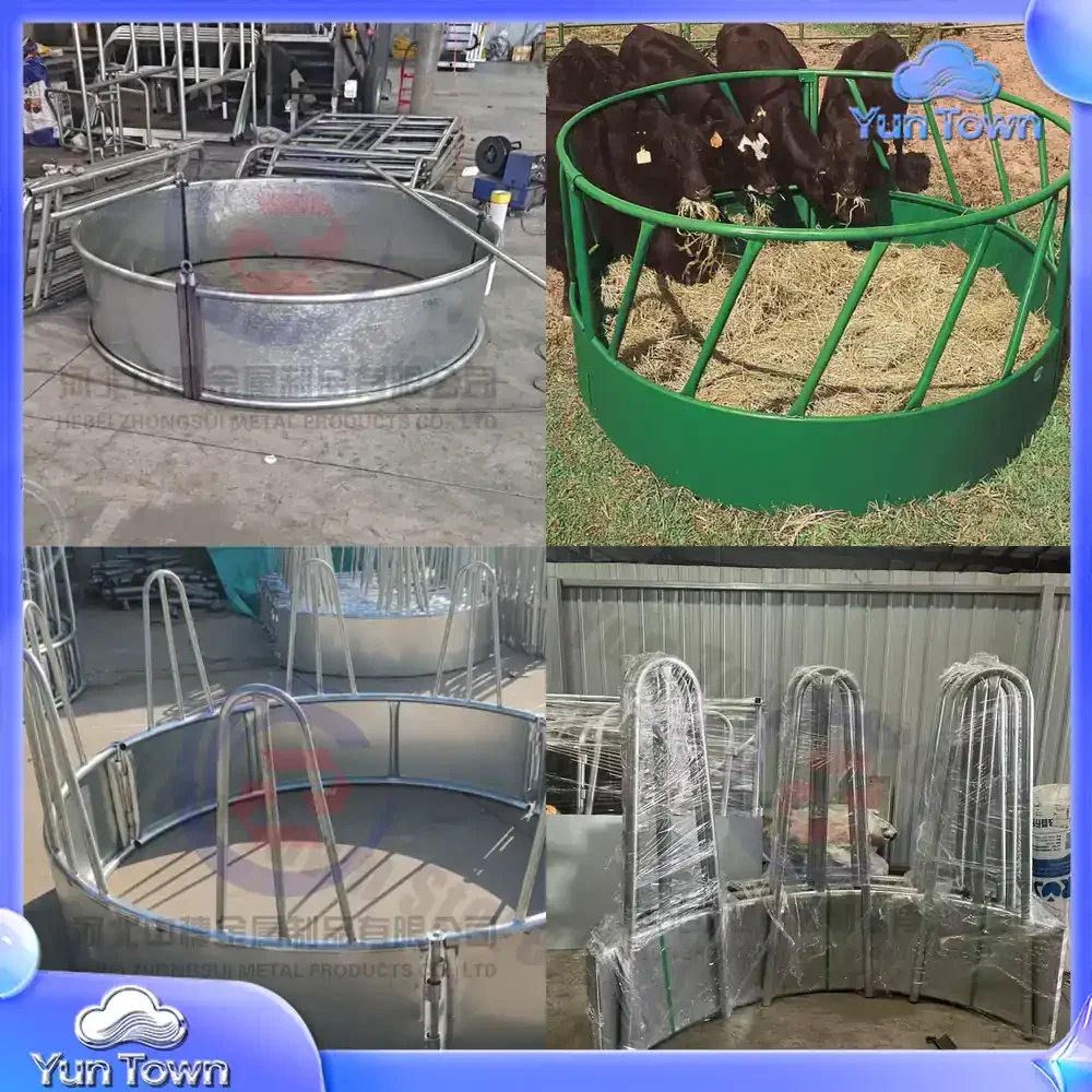for Gold Seller Durable Metal Round Hay Bale Feeder for Horse Cattle Farm Livestock Galvanized Feed Trough Animal Feeding