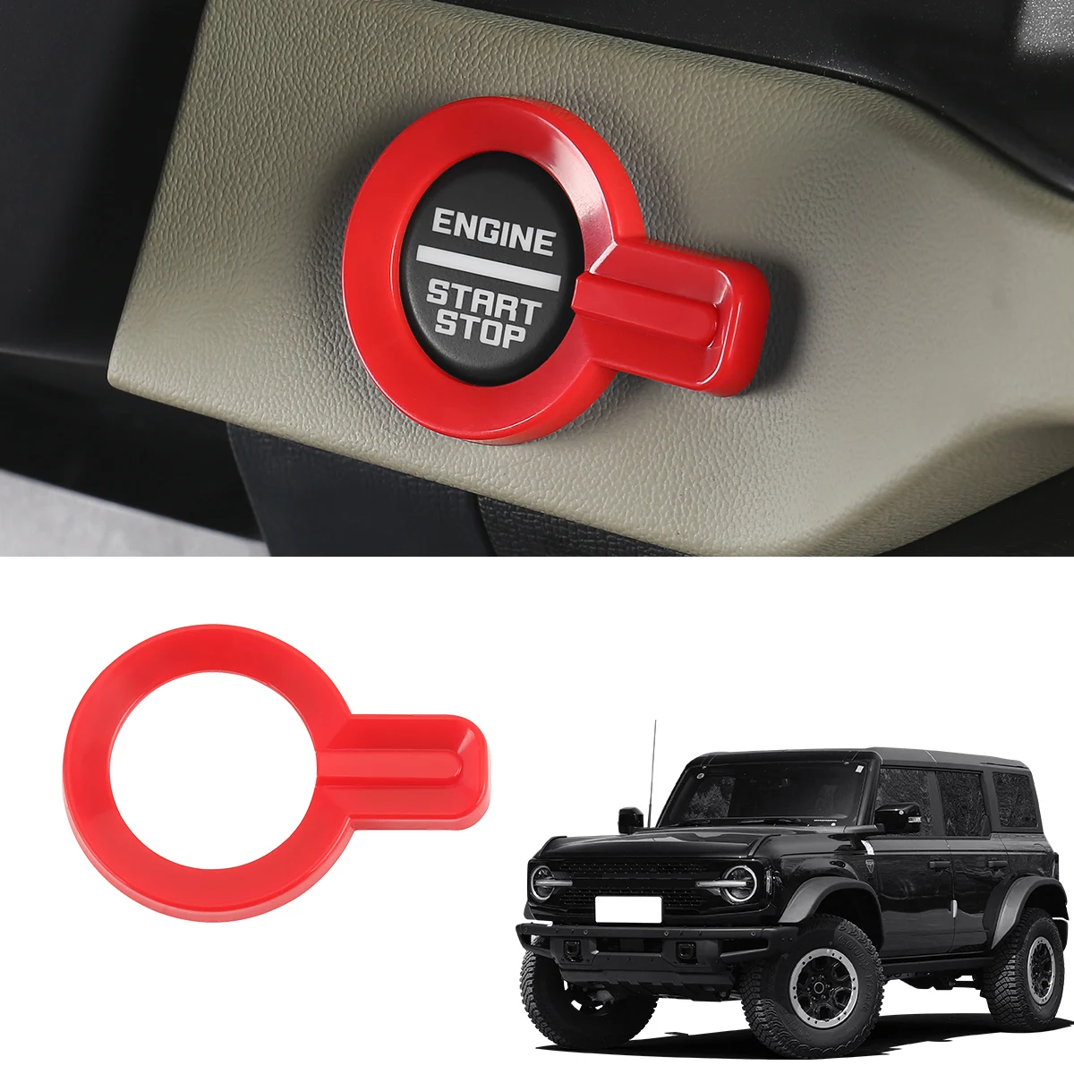 Ford Bronco One Click Start Decoration Patch Ignition Ring Switch Button Patch Interior Button Modification Parts Accessories