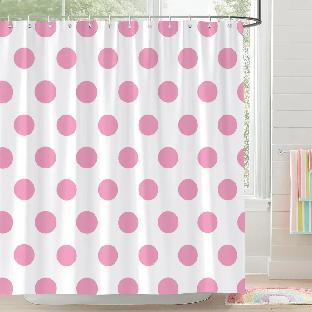 Rainbow Castle Pink Bow Shower Curtain Love Hearts Stars Stripes Colourful Clouds Polyester Fabric Shower Curtain Bathroom Decor