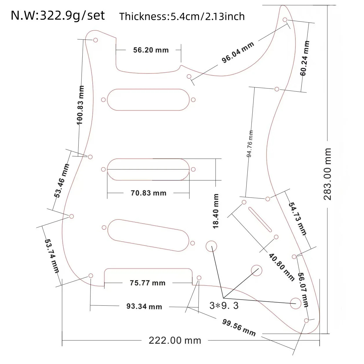 Guitar SSS Loaded Pickguard 5-Way 1 Volume 2 Tone Control Knobs Prewired Wiring Harness for ST Guitar Replacement