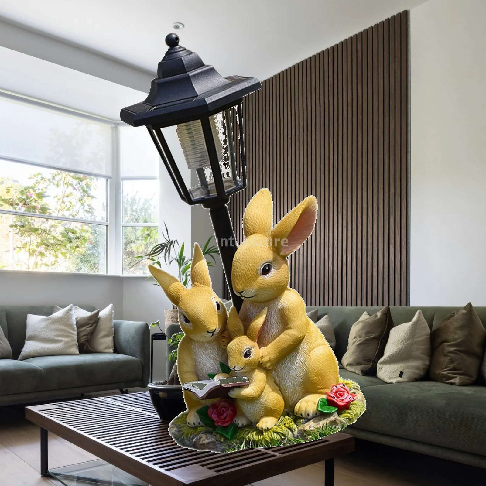 Garden Sculpture Sun Post Lamp Decoration Waterproof Cute Resin Sculpture Lawn