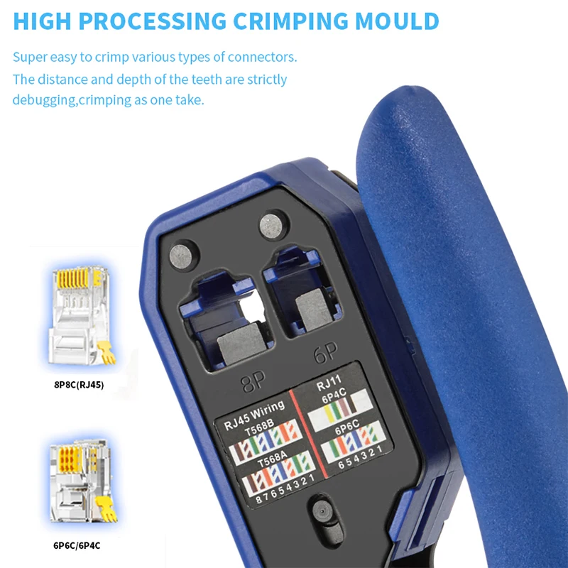 RJ45 Crimp Tool All-in-One Network Crimper CAT6 Crimp Tool Kit Network Cable Tester Wire Stripper Connectors Protective Cover