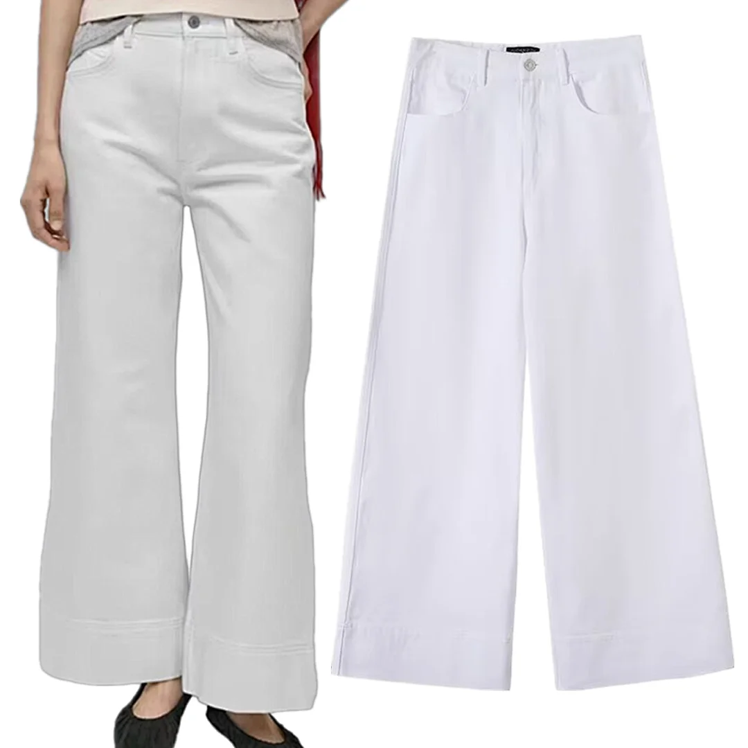 

Maxdutti Women's Jeans Women's Denim Pants Woman Clothes French Minimalist White High Waisted Wide Leg Jeans Casual Pants