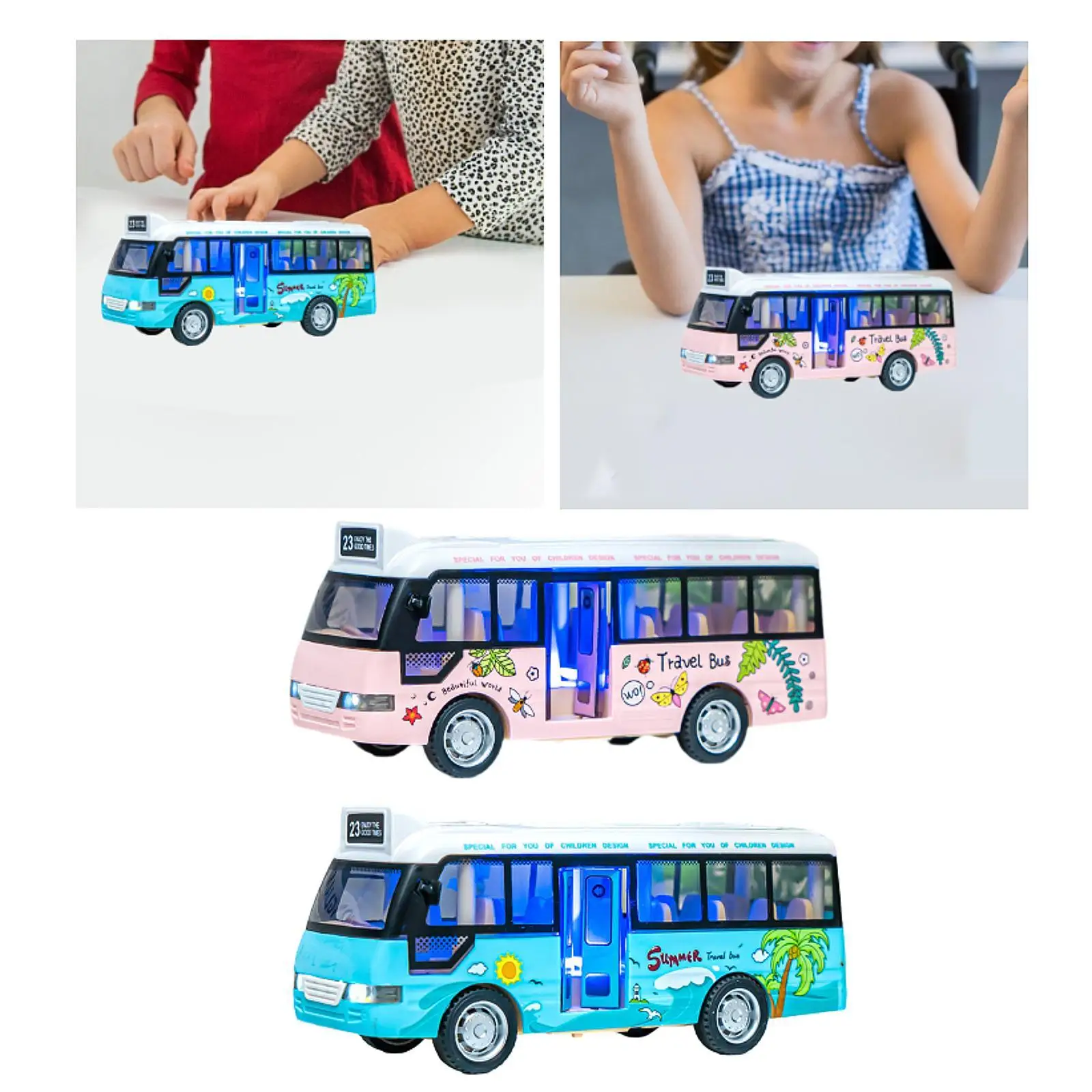 City Bus Toy Lightweight Portable Model Car Toy for Children Boys Girls