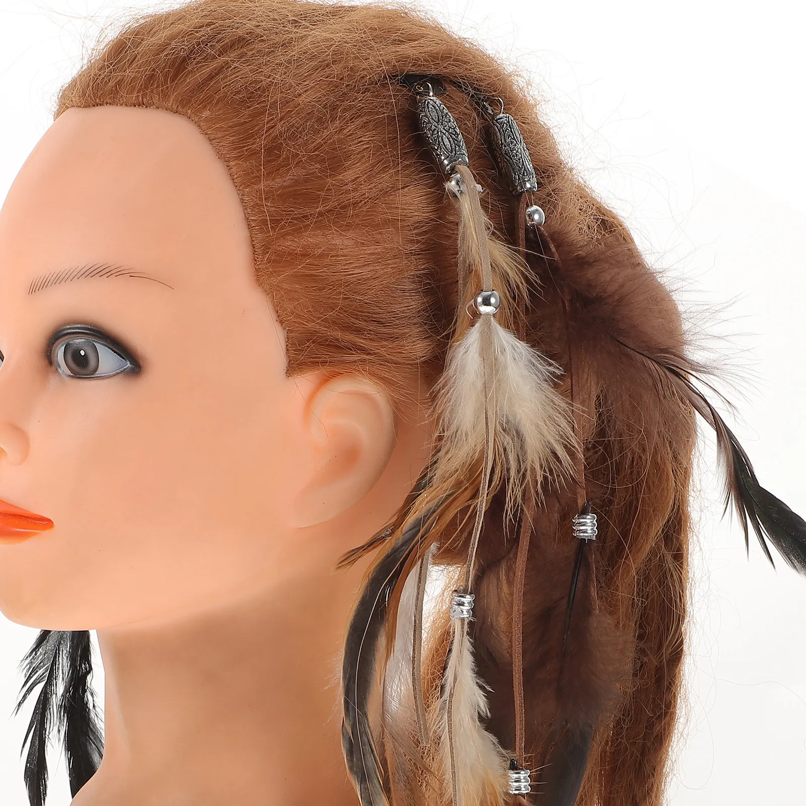 

6Pcs Vintage Plume Hair Clip Extensions Set Pirate Hair Accessories Kit for Cosplay Party Festival Decoration Decoration