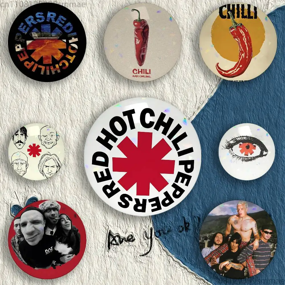 R-Red Hot C-Chili Peppers 32/44/58mm Handmade Pins Round Brooch Badge Backpacks Clothes Jewelry Gifts