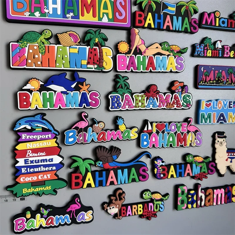 Bahamas Miami Chile Australia Barbados Travel Souvenir PVC Fridge Magnets Soft Magnets for Fridge Gifts