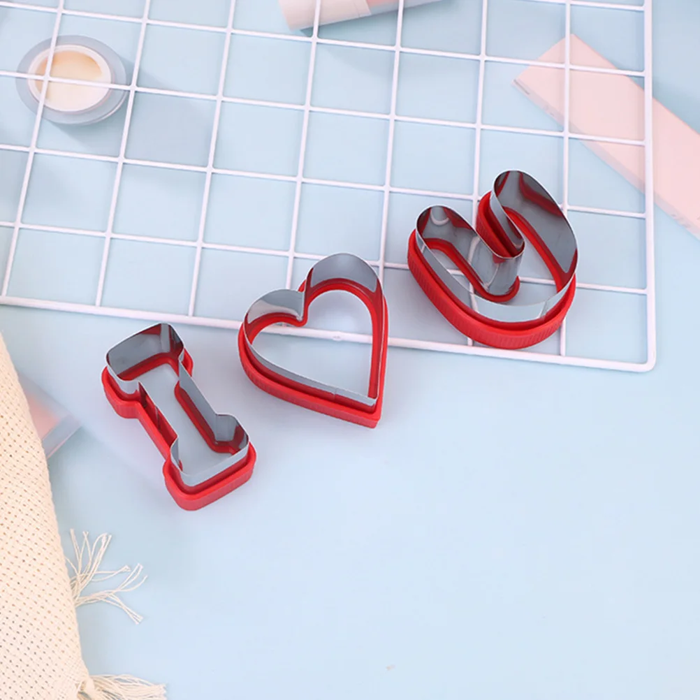 

3pcs Baking Mold Reusable Cake Red Valentine Cookie Stainless Steel Biscuit Mold Cookie Cutters Lovely Household DIY