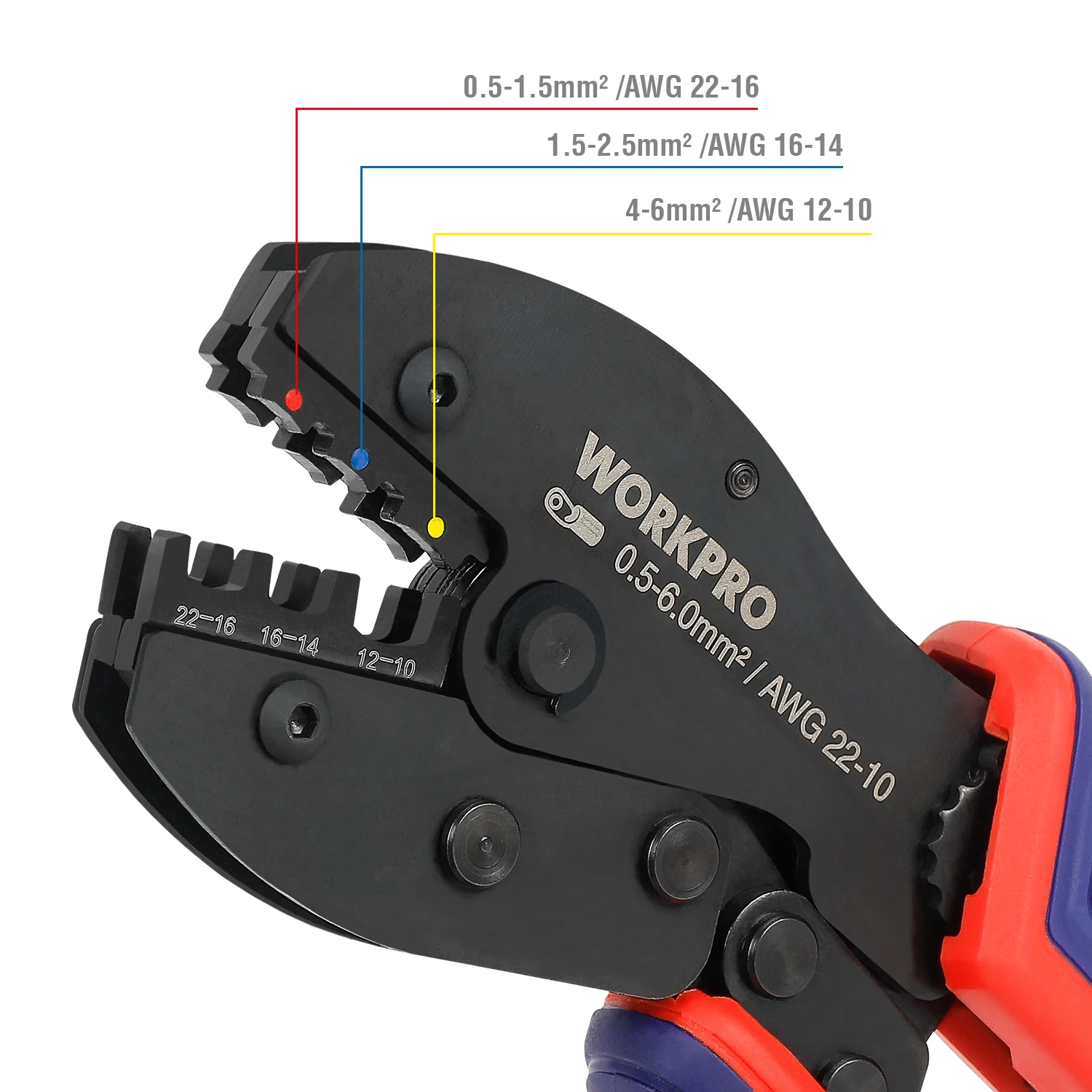 WORKPRO Ratchet Crimping Pliers Set Tool Kit Terminals Interchangeable Dies Crimp Wire Pliers Push Connectors Household Kit