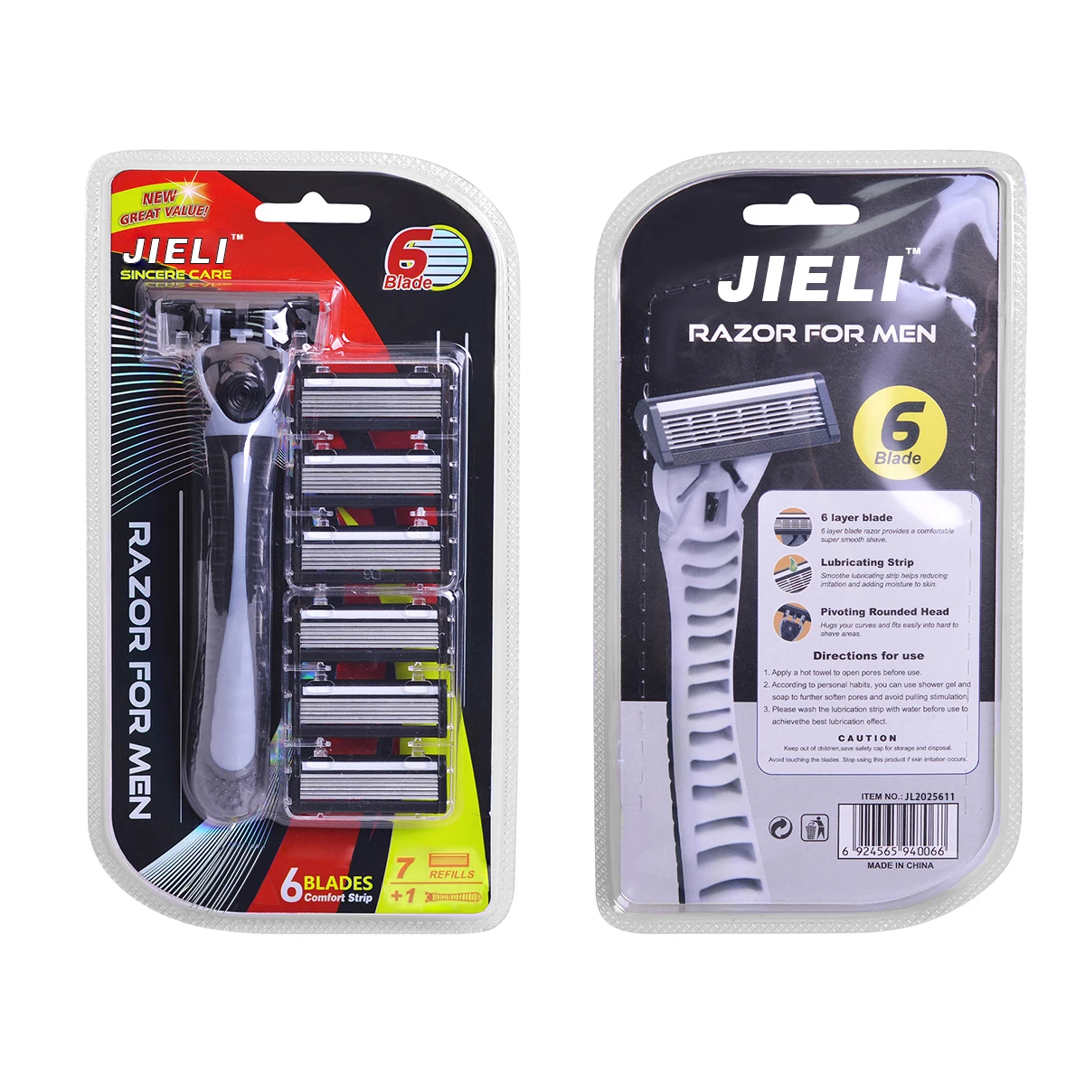 1 Handle 7 Cartridges Manual Shaving Razor For Men Six Blades Stainless Steel Quality Beard Razor