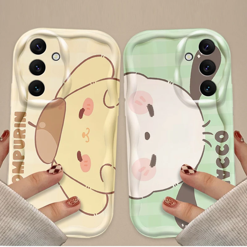 Hello Kitty Cinnamoroll 3D Wave Phone Case For Samsung Galaxy A54 A34 A24 A14 A13 A53 A33 A73 A23 A52 A52S A32 A22 A12 A51 A71