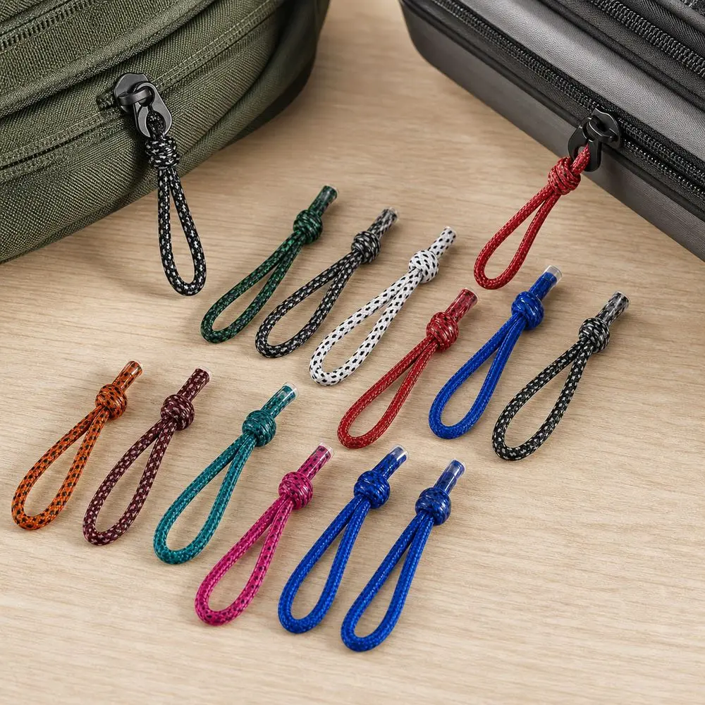 20Pcs New 8cm Zipper Pull Cord Knotted End Colorful Pattern Zipper Replacement Pull Braided Zipper Pull Cord Handbag Accessories