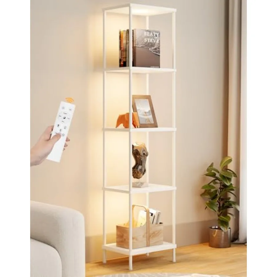 

Display Shelf with RGBCW Light, Color Changing Curio Cabinet Floor Lamp with Shelves Corner Standing Column Lamp Etagere Organi