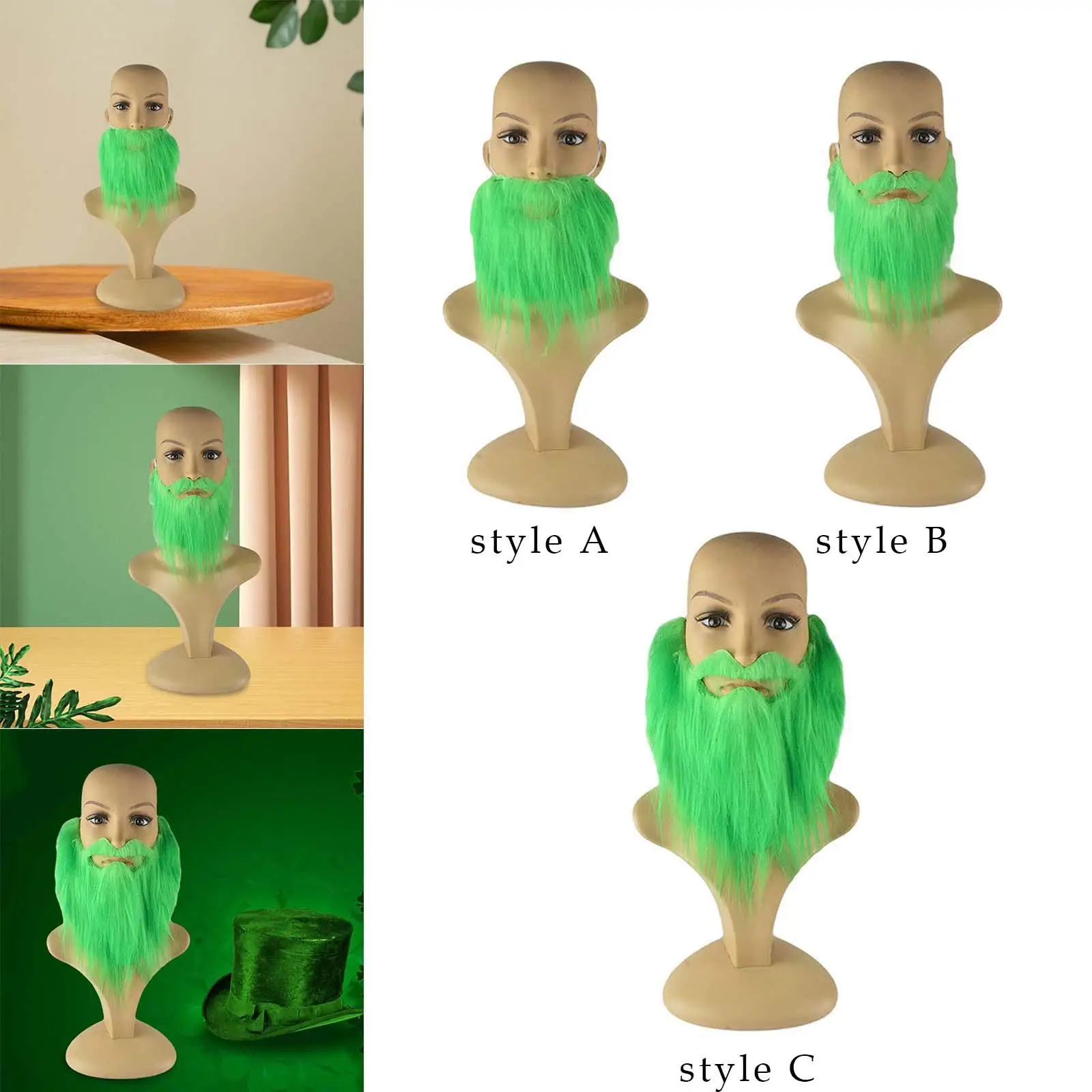 Fake Beard, Synthetic Goblin Beard, Costume Accessories, Green Beard, Mustache