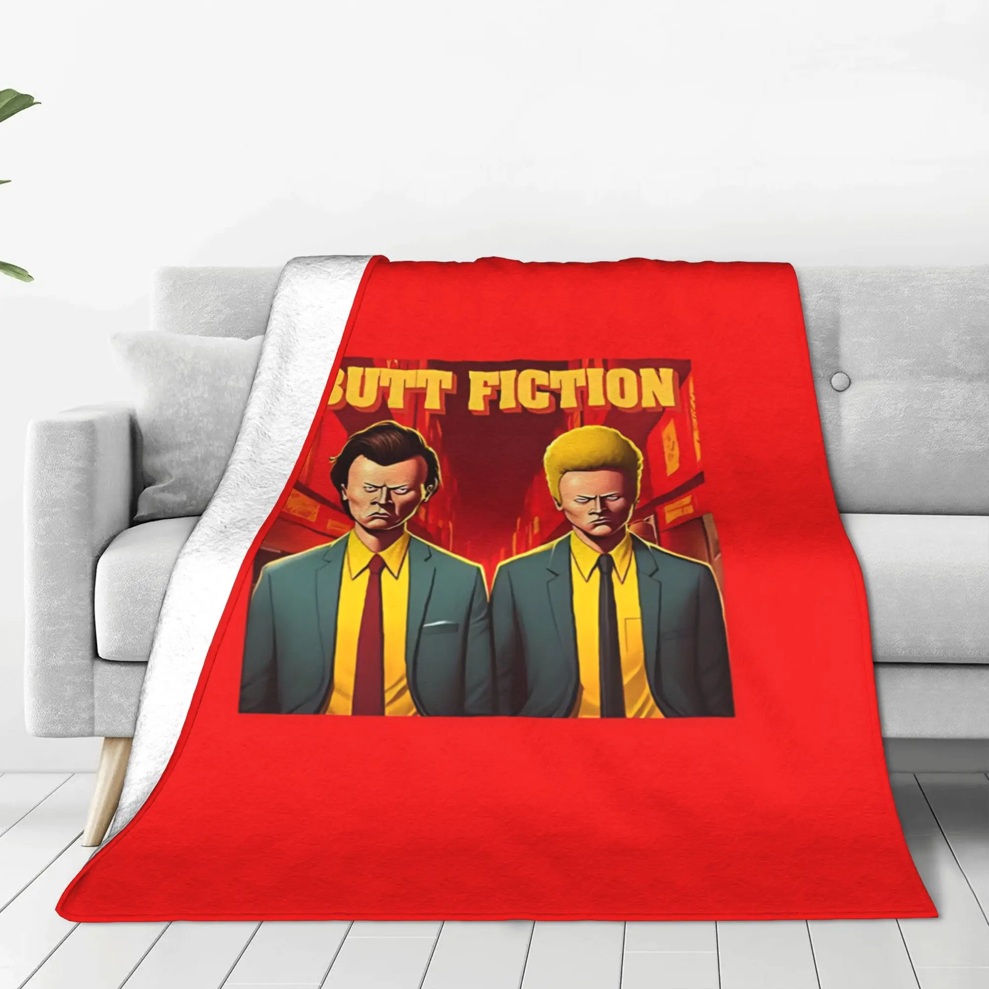 1PC Home Cutecore Fiction Pulp Fiction Beavis and Butt Head Blanket Super Cosy Plush Home Living Room Sofa Halloween