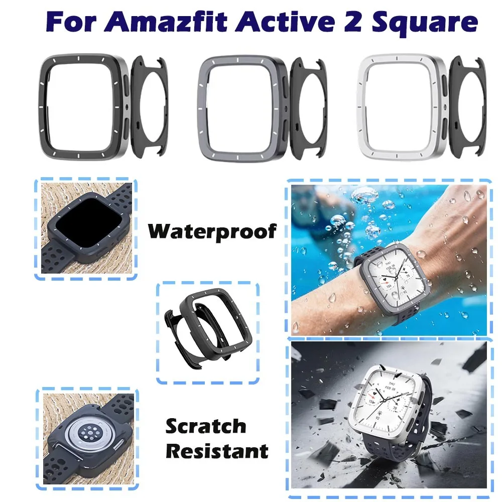 

Metal Case Waterproof Shockproof for Amazfit Active 2 Square Case Dropproof Replaceable Accessories for Amazfit Active 2S Case