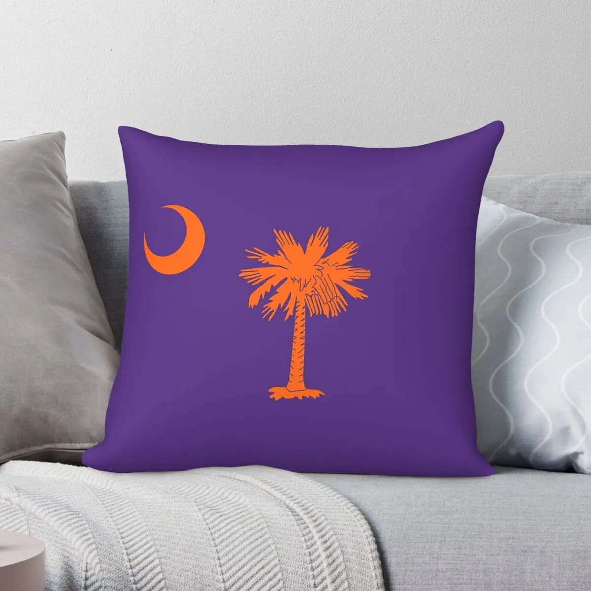 Flag Of South Carolina Purple Square Pillowcase Polyester Linen Velvet Printed Decorative Throw Pillow Case Bed Cushion Cover