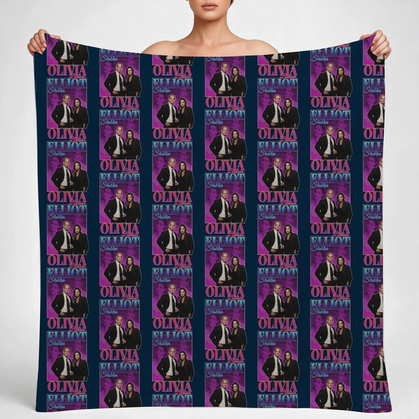 Olivia Benson & Elliot Stabler 90s Inspired Vintage Homage Condensed Throw Blanket couch
