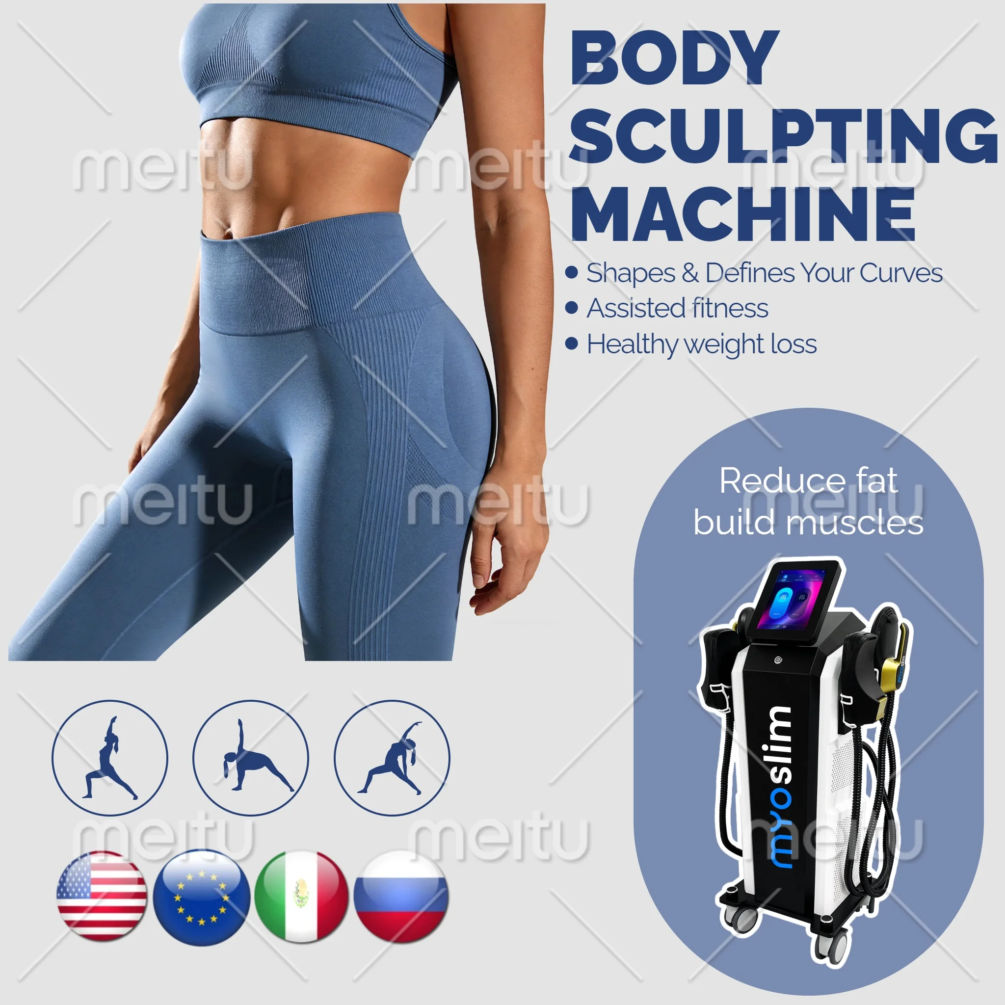Hi-EMT NEO RF EMS Body Sculpting Machine Electromagnetic Muscle Stimulation Fat Burning Slimming Weight Loss Fitness Equipment