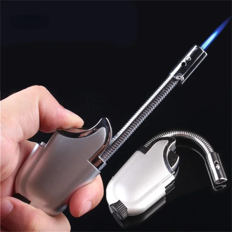 

Windproof Flexible Cigar Butane Lighter Spray Gun Portable Jet Lighter Kitchen Outdoor Blue Flame Torch Gas Lighter