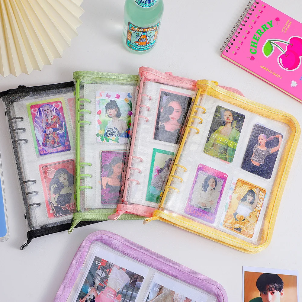 A5/A6 Zipper Glitter Bright Summer Binder Notebook & DIY Photocard Collect Book Postcards Organizer Book School Stationery