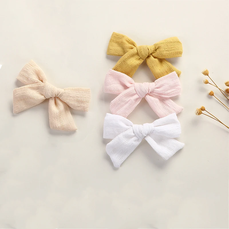 4Pcs/Set Baby Hair Clips for Girls Bows Hair Accessories Cotton Jacquard Children Hairgrips Infant Barrette Kids Hairpins