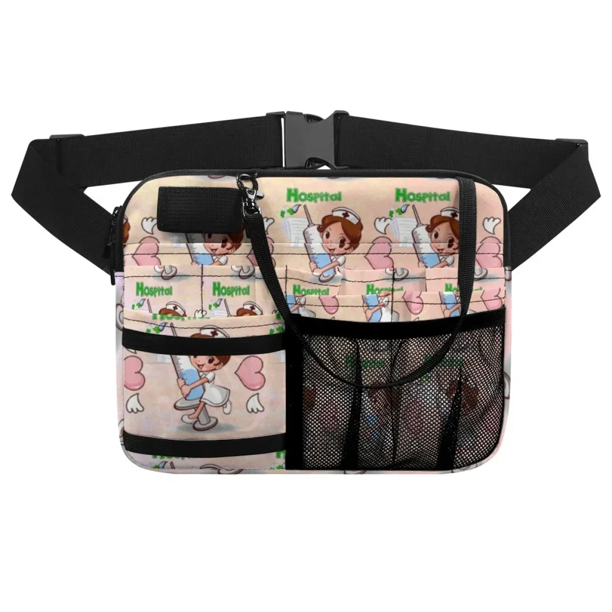 Hospital Nurse Cartoon Printing Adjustable Strap Belt Bag Fanny Pack Portable Multi-Pocket Medical Storage Bag for Physician New