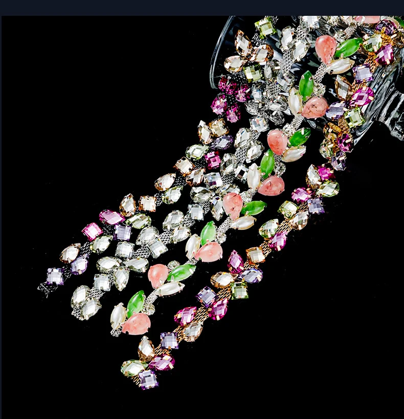 10 Yards Strass-Kette Kristall-Diamant-Accessoire DIY Bastelbedarf Geschenk Hochzeitsfeier Dekoration Strass-Band Nähzubehör – Detail 8