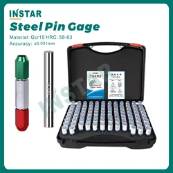 INSTAR Steel Pin Gage Set 91pc 101pc 0.1-1.0, 1-2, 2-3, 3-4, 10-11mm Length 50mm Hardened Steel Gcr15 Medium Quality 0.001mm