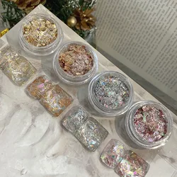 Holographic Nail Sequins Decoration Shiny Flakes Mermaid Opal Powder Purple Glitter DIY Chrome Powder Mirror Neon Nail Art Tools