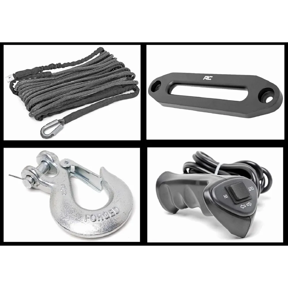 กว้านเชือกสังเคราะห์สำหรับงานหนัก 9500 ปอนด์ - กว้านไฟฟ้ากันน้ำ 12V สำหรับยานพาหนะออฟโรด