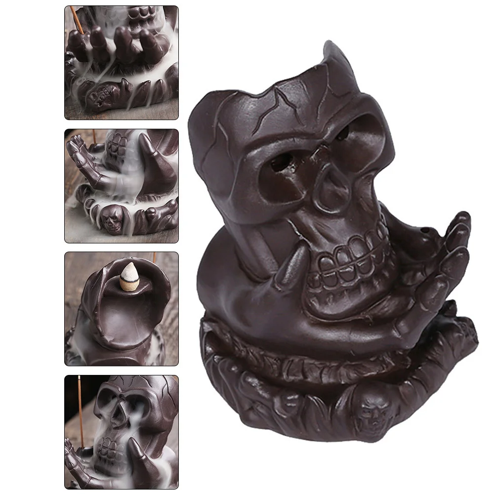 

Alipis Skull Backflow Incense Burner Unique Censer for Home Office Decor Meditation Chic Reflux Holder Ornament