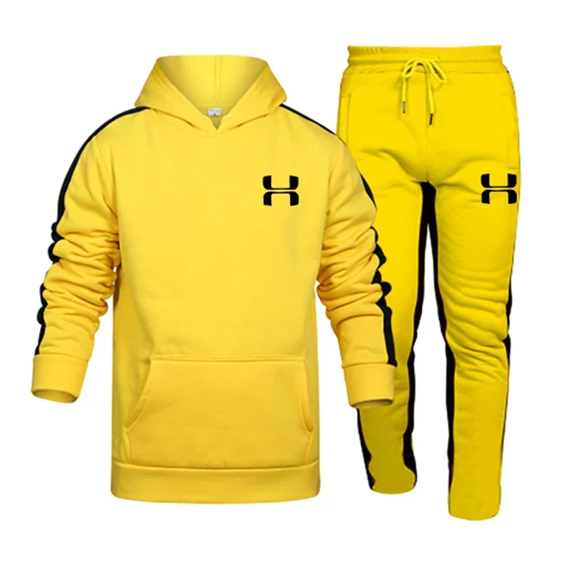 2024 Autumn Winter Popular Mens Tracksuit Hot Sales Hooded Sweatshirt+Sweatpants Suit Casual Jogging Clothing Street Sport Set