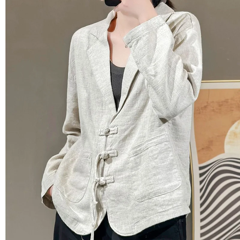 Casual Blazer Coat Literary Retro Classic Blazer Solid Elegant Loose Fit Korean Single Row Button Versatile Top Spring 2023 New