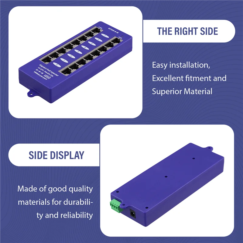 ABGI-Gigabit 8 Port Poe Injector Mid-Span Poe Injector Mode B For Mikrotik UBNT CCTV Network Wall-Mounted