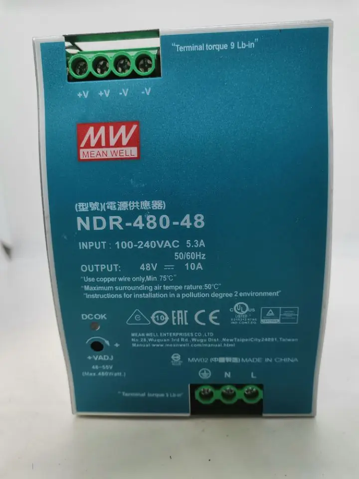 

NDR-480-24 480W DC 24V 20A Single Output Industrial DIN Rail Power Supply