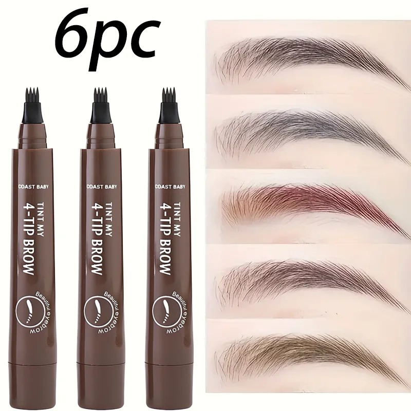 

6PC Eyebrow Pencil Set - 4-Prong Precision Styling, Long-Lasting & Waterproof Brow Definer for Natural & Defined Brows