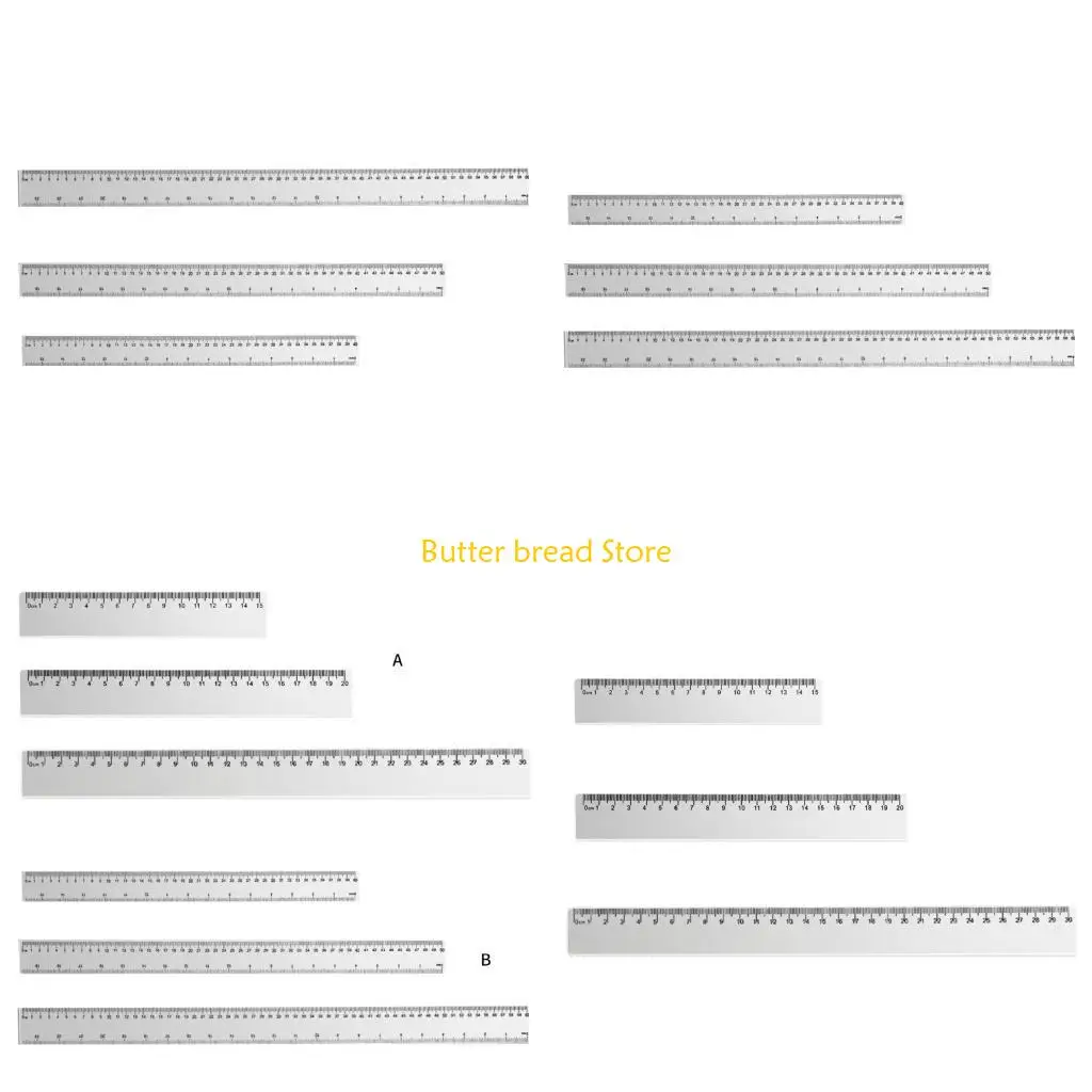 W89C Pack Of 3 Transparent Plastic Rulers With Clear Marking For Precise Measuring In School Office Studio