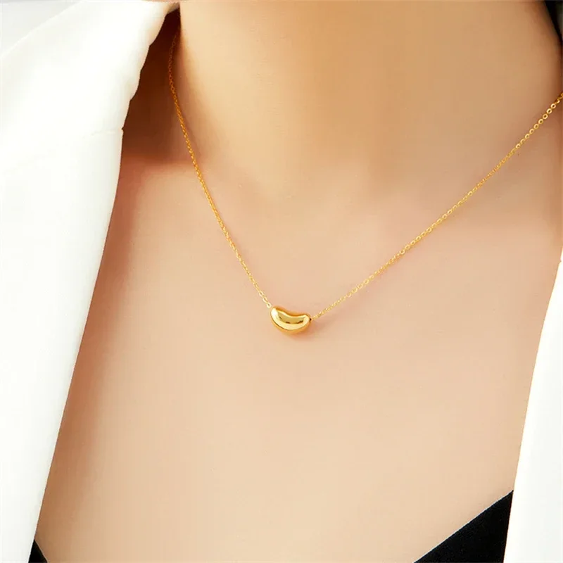 

Fashion Acacia Beans Pendant Gold Necklace, Pea Pendant Necklace for Woman Exquisite Gift Sincere Love Presenet