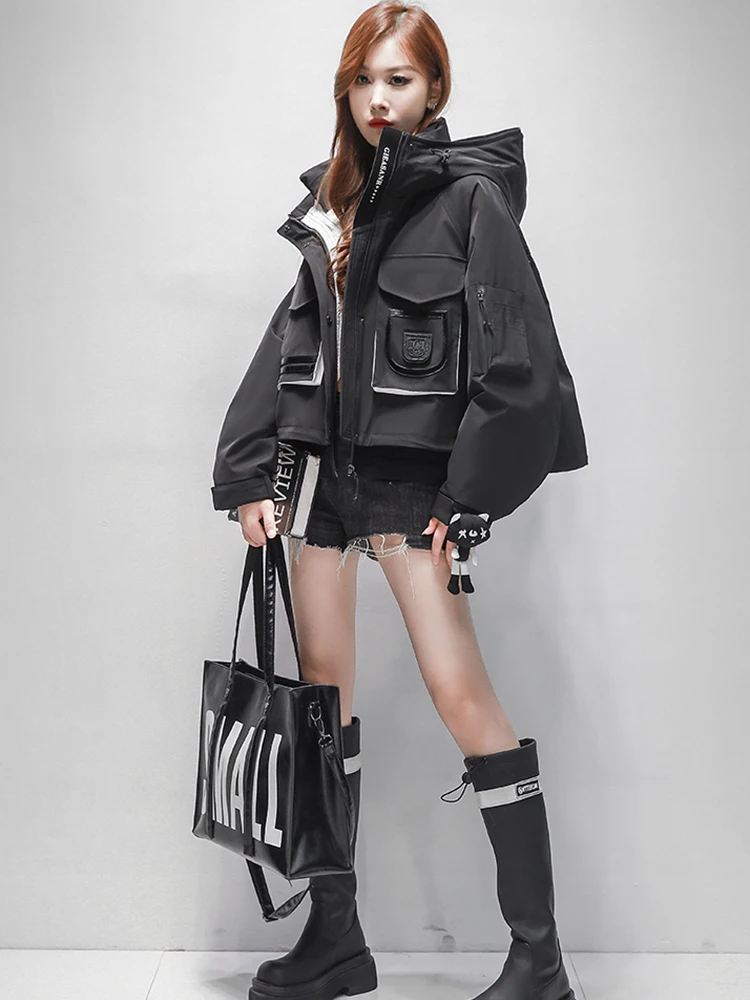 Winter Removable Lining Hooded Down Jackets Female Thick Quilted Parka Outwears Women White Duck Down Doll Splicing Warm Jacket
