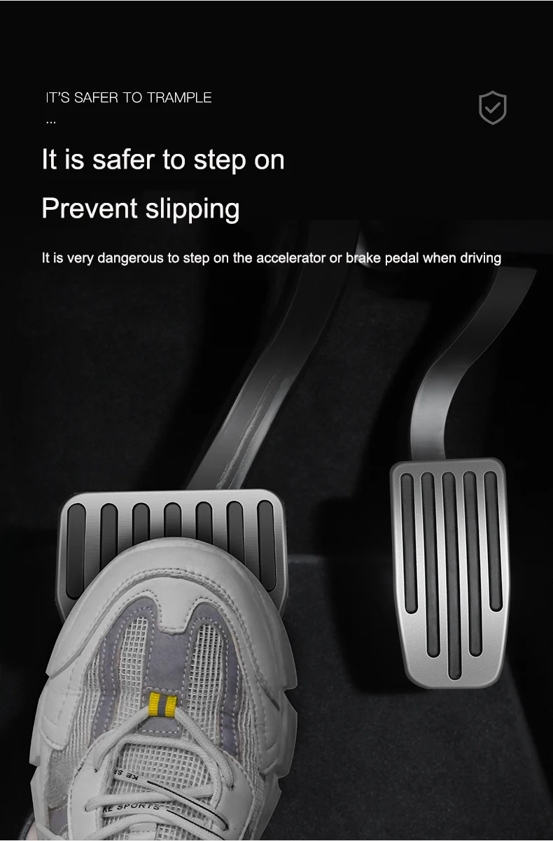 Car Foot Pedal Pads Covers for Tesla Model 3/Y 2017-2025 Aluminum Alloy + Non Slip Silicone Accelerator Brake Rest Pedal
