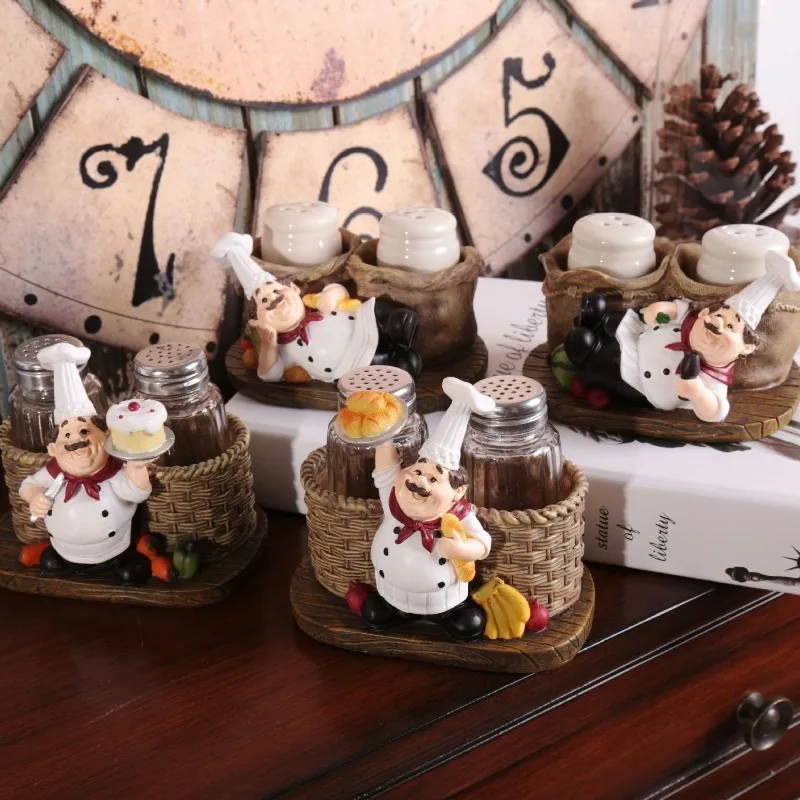 1pcs Chef's and Pepper Bottle Ornaments, Creative Craft Gifts, Resin Craft Ornaments, Home Desktop Ornaments