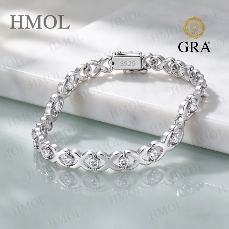 Moissanite Bracelet D Color GRA Certified 925 Sterling Silver Women Fine Jewelry Workwear Friendly & Ideal Gift for Her