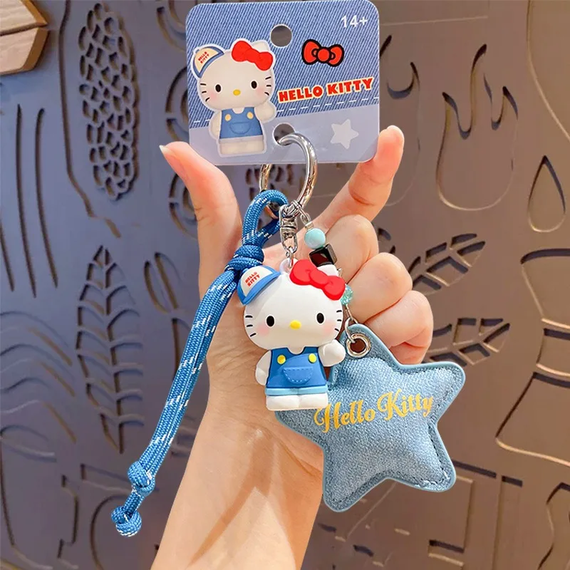 Genuine Sanrio Kitty Kuromi Melody Cartoon Bracelet Keychain Couple School Bag Pendant Charm Phone Anti-lost Wrist Strap Chain view 6