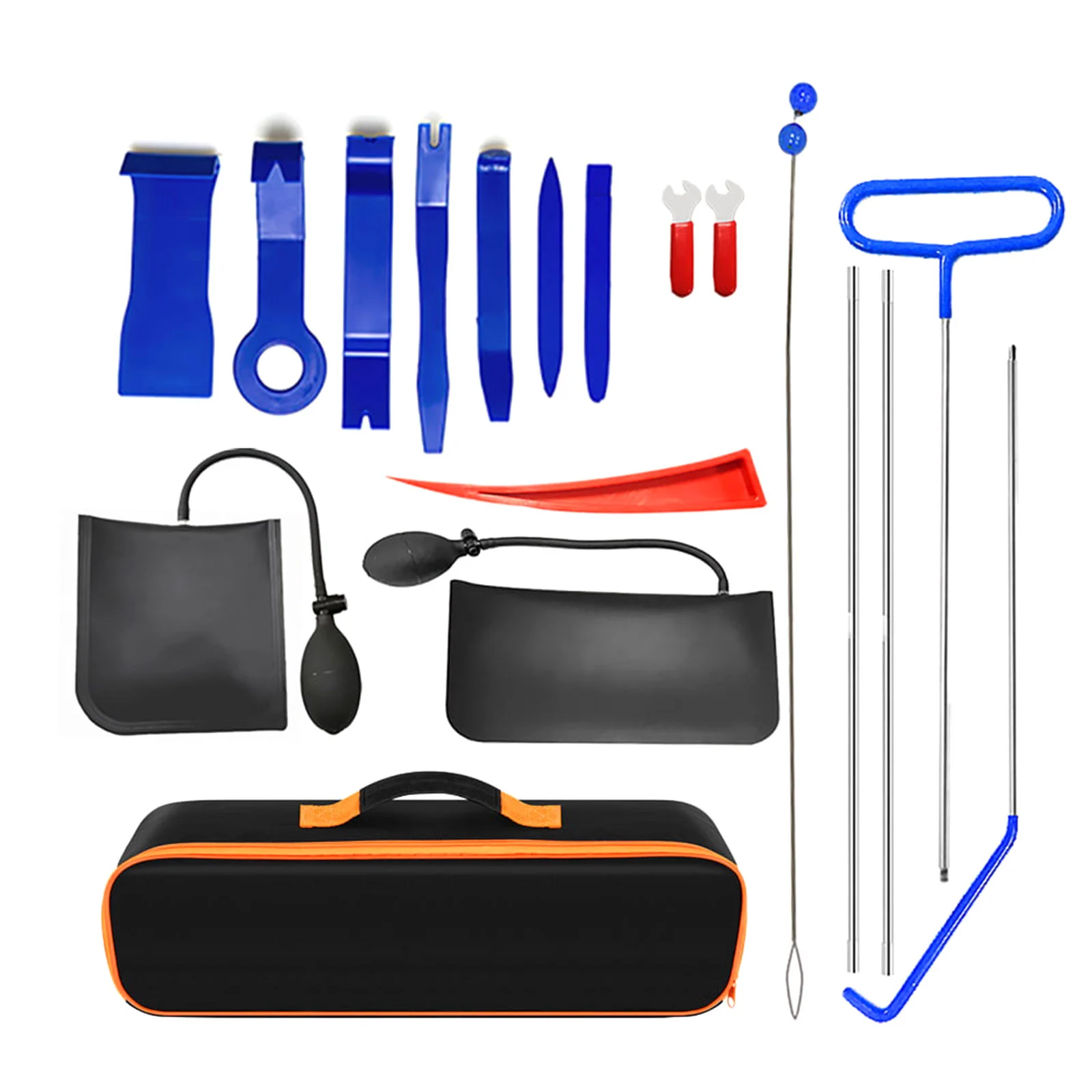 22pcs Car Door Opener Car Wedge Pump Locksmith Door Repair Air Cushion Emergency Open Unlock Tool Kit Long Grabber Screwdriver