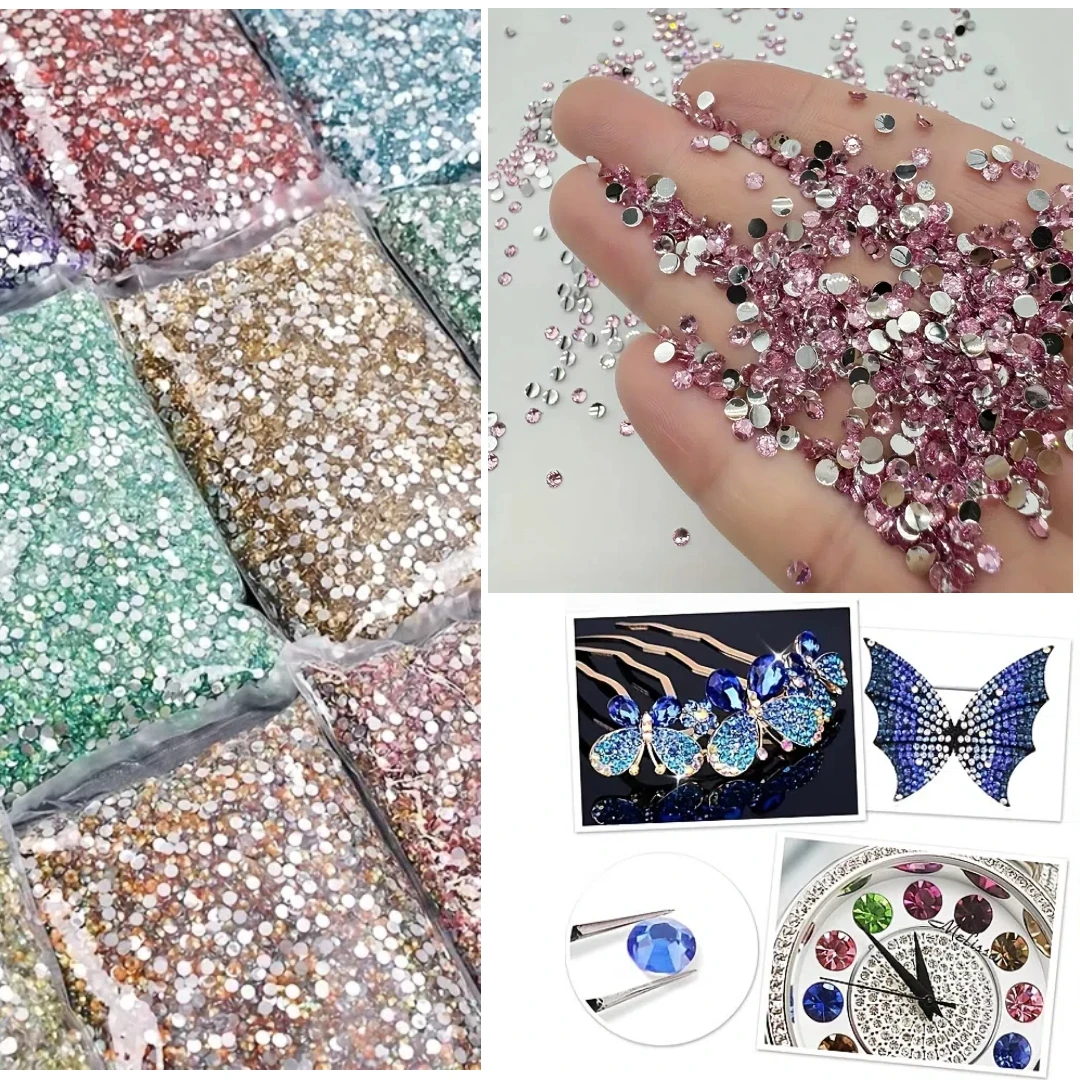 5888 Uds. Diamantes de imitación de 2mm, resina AB, fondo plateado brillante, purpurina, Strass plano para decoraciones para fiesta de boda DIY, arte de uñas